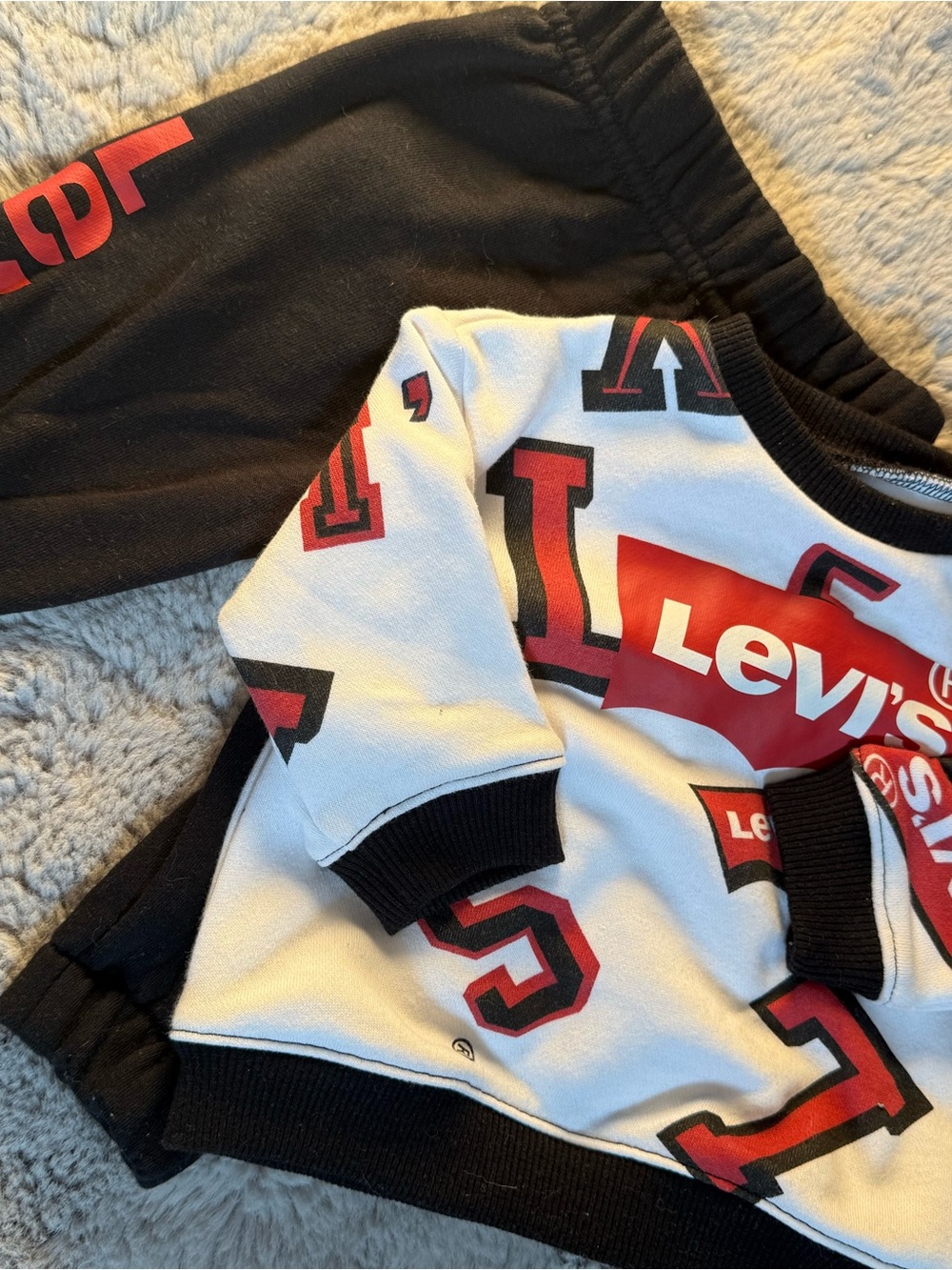 Levi's Kids White Sweatshirt with Red & Black Logo Graphics